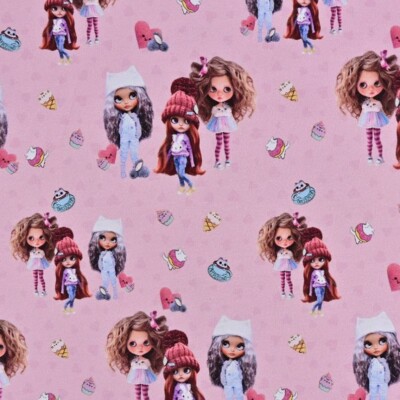 French Terry painettu tyttö teema