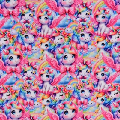 French Terry painatus kauniilla yksisarvisilla yksisarvisilla