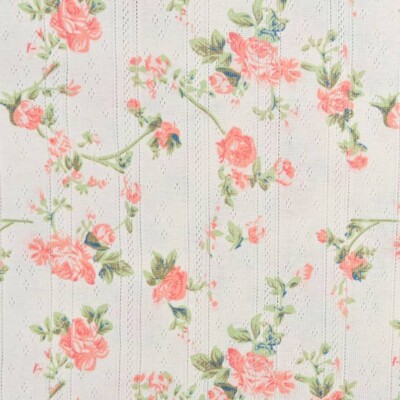 Pointoille strik med elegante blomster - rosa