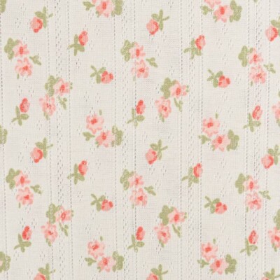 Pointoille strik med små blomster - rosa