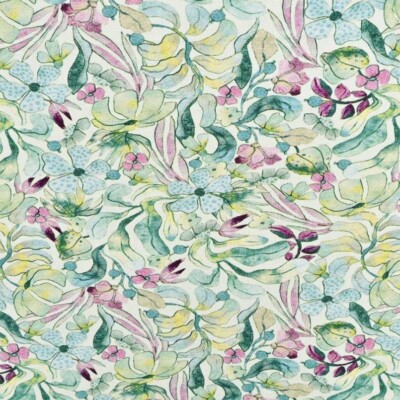 Bamboo print with abstract flowers - green