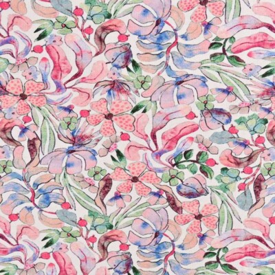 Bamboo print with abstract flowers - pink