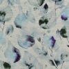 Viskoosi / pellava painatus kauniilla lehdillä - sininen, violetti