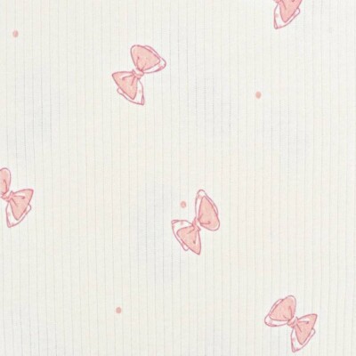 Rib-strik i bomuld med sløjfer - lyserød