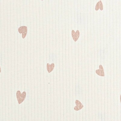 Puuvillainen kylkineule sydämillä - vaaleanpunainen