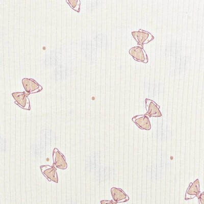 Rib-strik i bomuld med sløjfer- rosa