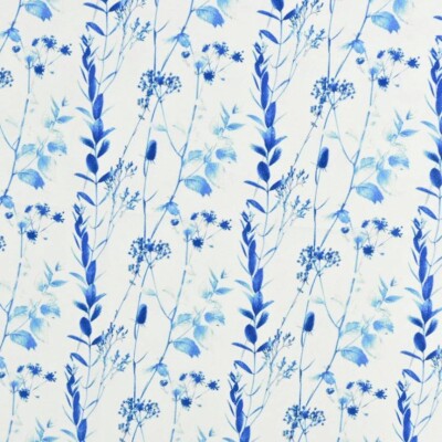 French Terry print med blomster - hvid & blå