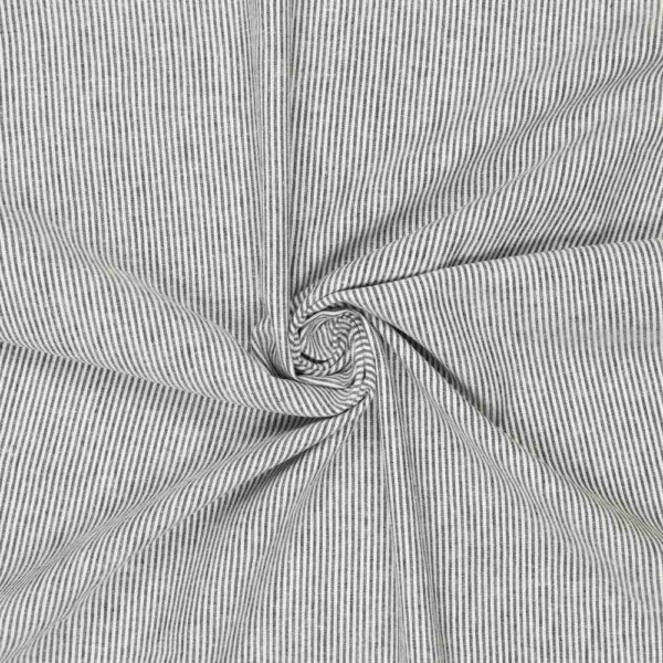 imgi_3_0936999_1-Lira Stripe Black Hør og bomuld stof med smalle sorte striber, vævet kvalitet 155 g/m²