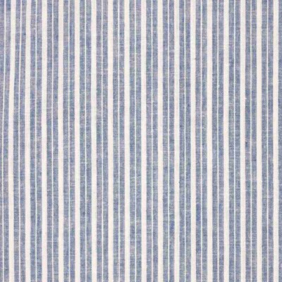 Detalje af blå striber i hørblanding, Oekotex