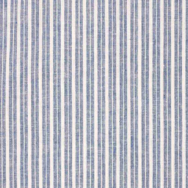 Detalje af blå striber i hørblanding, Oekotex