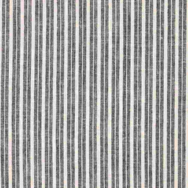 Detalje af sorte striber i hørblanding, Oekotex