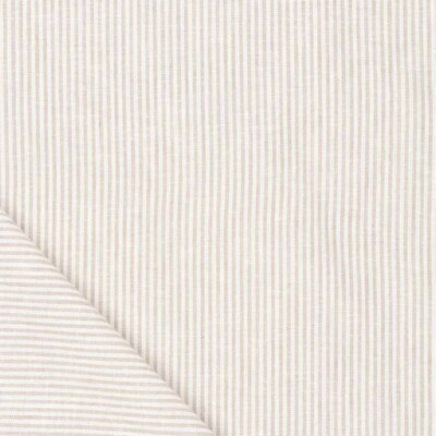 Vævet hør-bomuldsblanding med smalle striber i natur, 140 cm bred