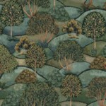 Gobelin Premium Forest Hill blomstret grøn jacquardvævet boligstof