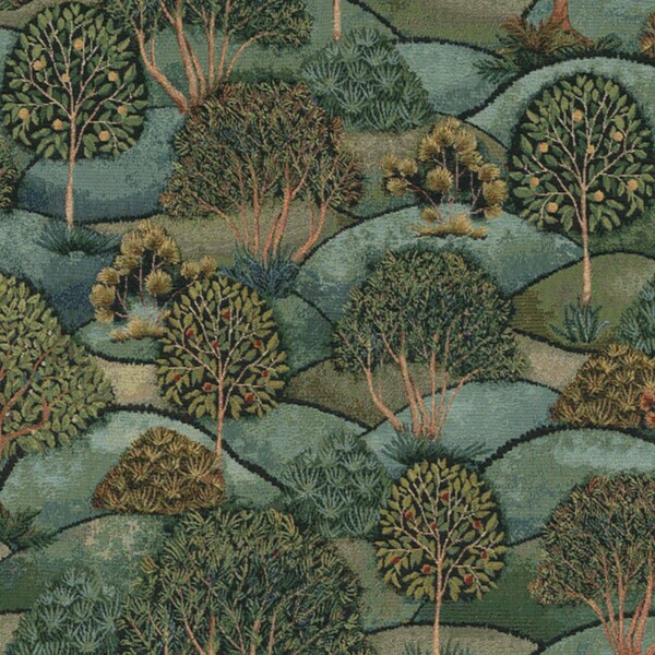 DG3063-255_01 Gobelin Premium Forest Hill blomstret grøn jacquardvævet boligstof