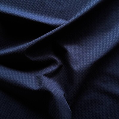 Navy blue jacquard in 100% polyester, 120 g/m²