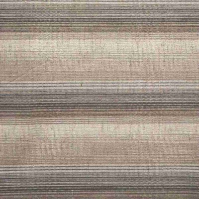 Stribet poplin metervare brun og blå 140 cm bred