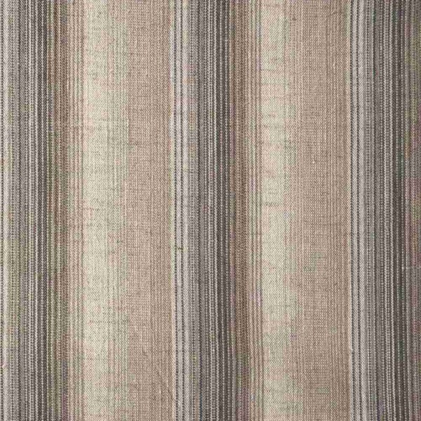 Stribet poplin metervare brun og blå 140 cm bred