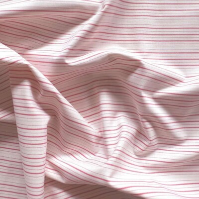 Poplin with red stripes, 50% polyester 50% cotton, 120 g/m²