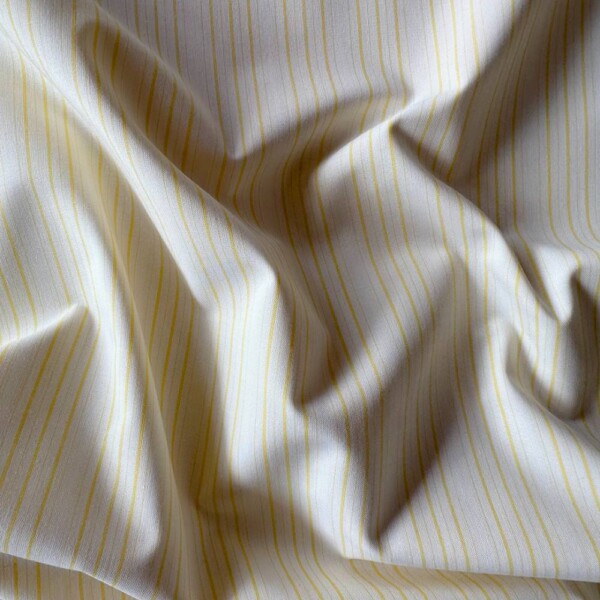 Poplin med gule striber 50% polyester 50% bomuld 120 g/m²