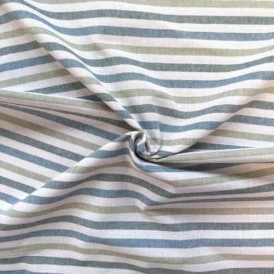 Semi-panama home fabric with wide stripes in blue and green