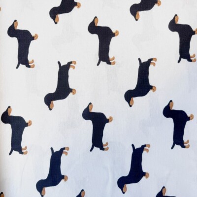 Cotton canvas with dog print, half panama 220 g/m²