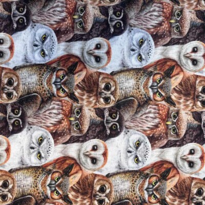 Canvas half panama with owl motif - Canvas owls 2