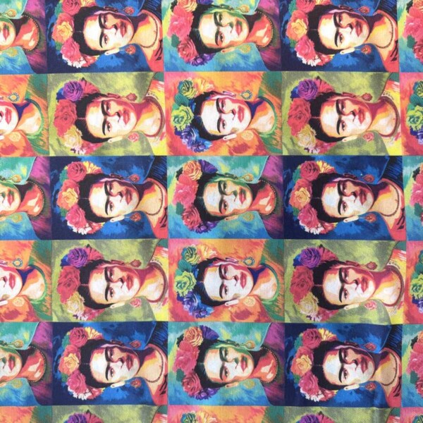 Half panama canvas with Frida motif -- upholstery fabric wholesale