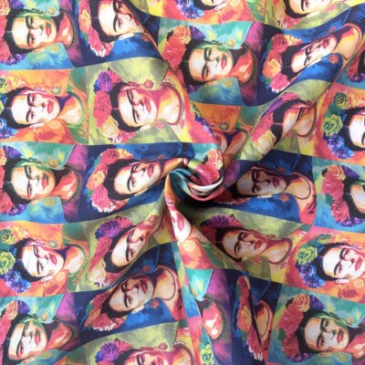 Detail of woven canvas with Frida print