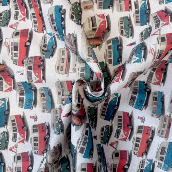 Canvas - VW-bus halvpanama boligstof med motivprint