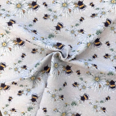 Detail of woven canvas half panama with floral print