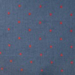Chambray broderi hjerter denim stof engros 140 g/m²