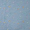 Embroidered denim fabric flowers dusty blue in 100% cotton 140 g/m²