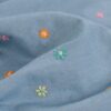 Denim embroidery flowers dusty blue set in full flat
