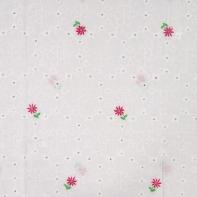 Broderi bomuld blomster hvid i 100% bomuld 100 g/m²