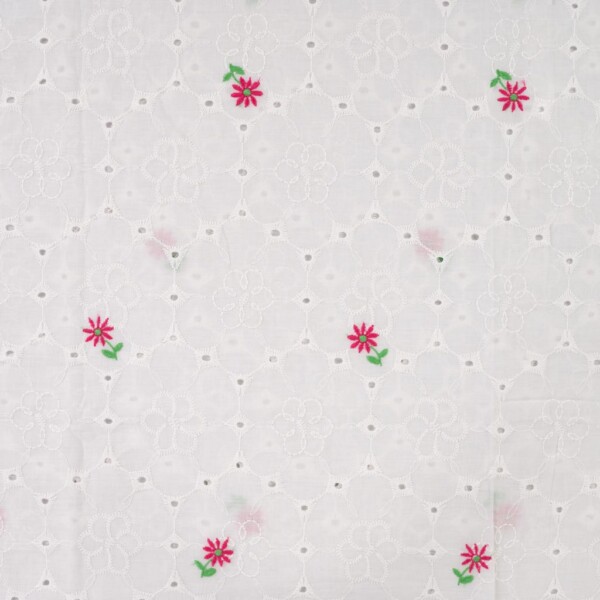 K48127-500_1 Embroidered cotton flowers white in 100% cotton 100 g/m²