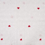 Embroidered cotton hearts white in 100% cotton 100 g/m²