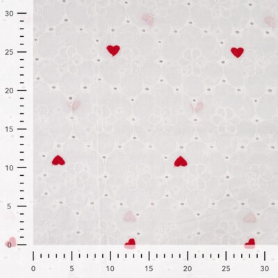 Detail of woven structure in embroidery cotton hearts