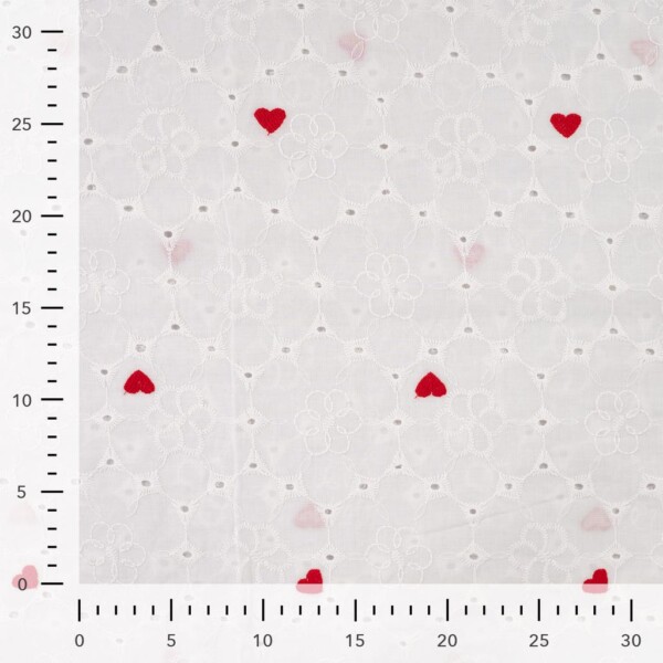 Detail of woven structure in embroidery cotton hearts