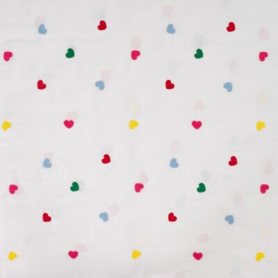 Broderi bomuld voile med farvede hjerter i 100% bomuld