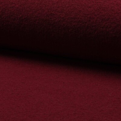 100% Uld - Vinrød, kogt uld (bouclé) 400 g/m2