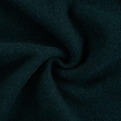 100% wool boiled wool boucle dark petrol fabric bolt