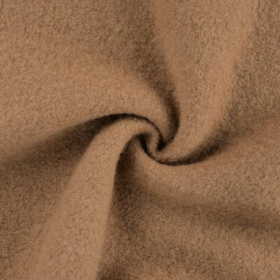 100% wool boiled wool bouclé light brown fabric