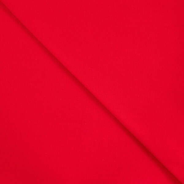 Klar rød rundstrikket rib i 95% bomuld, 230 g/m2