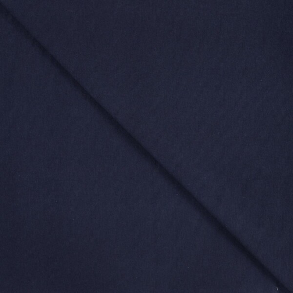 Mørk marine rundstrikket rib i 95% bomuld, 230 g/m2