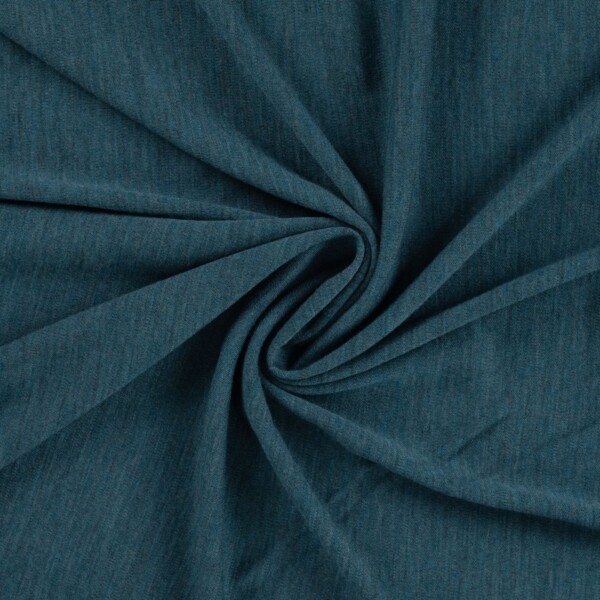 Merino wool jersey fabric Petrol melange in single jersey knit