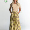 Prikket jersey stof banana gul og pecan 220 g/m²