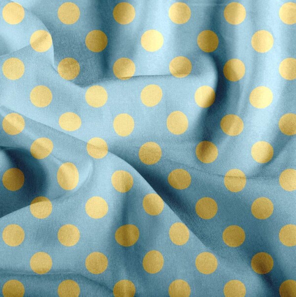 Viscose med prikker - himmelblå/banana - woven-viscose-01 Viscose med prikker - himmelblå/banana