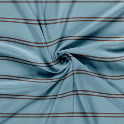 Viscose med horisontale striber - himmelblå/pecan
