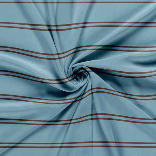 Viscose med horisontale striber - himmelblå/pecan