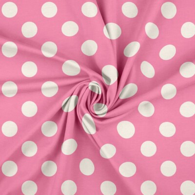 Forårs Prikker - Bubblegum/Offwhite rotationsprint jersey 220 g/m²
